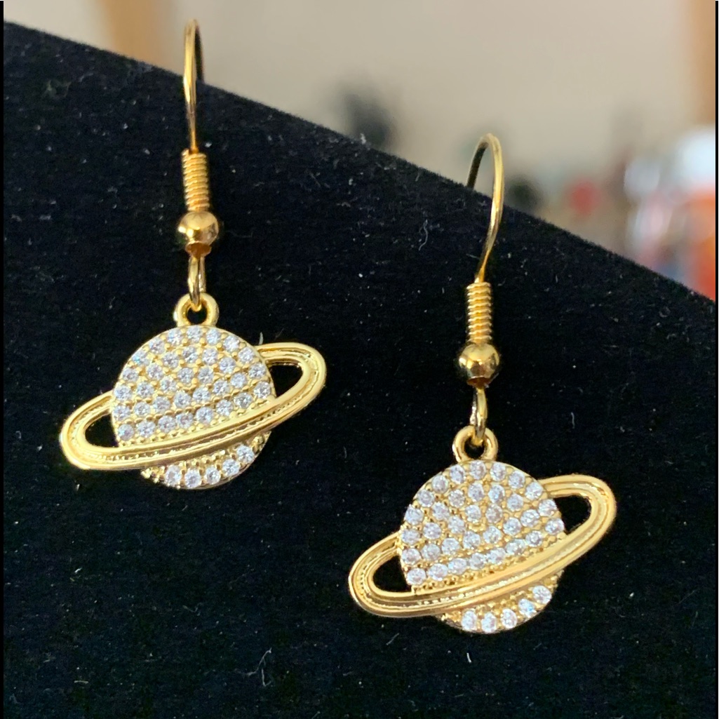 Gold Saturn Earrings